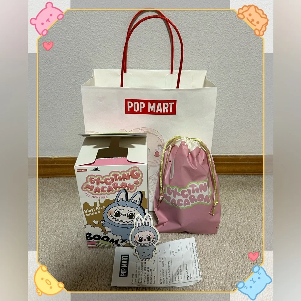 New Open Box Pop Mart Exciting Macaron Labubu Plush Pendant Sea Salt Coconut
